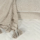 Ocra Beige Cotton Throw Blanket Set For Bed Shams