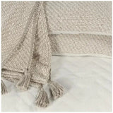 Ocra Beige Cotton Throw Blanket Set For Bed Shams