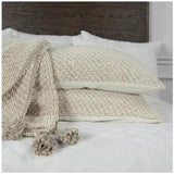 Ocra Beige Cotton Throw Blanket Set For Bed Shams