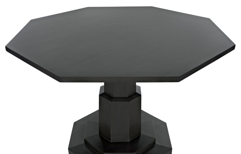 Octagon Wood Black Geometric Dining Table-Dining Tables-Noir-LOOMLAN