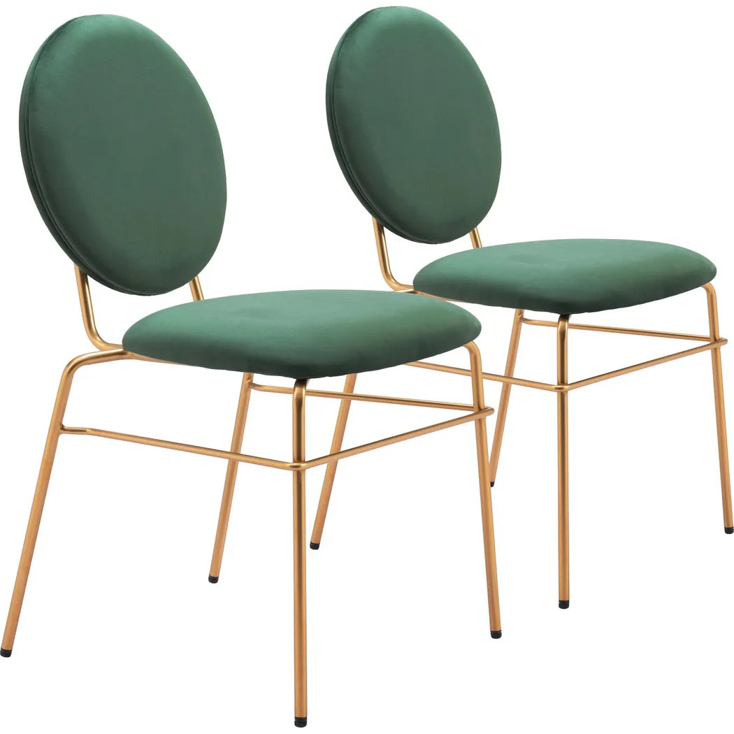 Odessa Green & Gold Armless Dining Chair 2PC