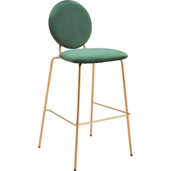 Odessa Green and Gold Barstool (Set of 2) - LOOMLAN - Zuo Modern - Bar Stools