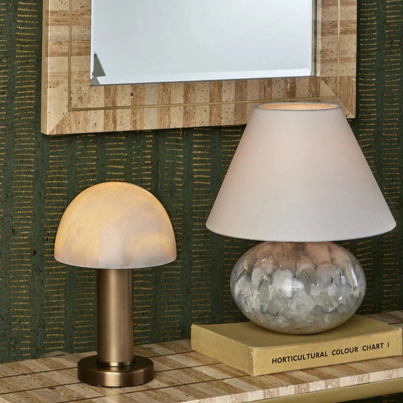 Odette White Quartz Table Lamp-Table Lamps-Currey & Co-LOOMLAN