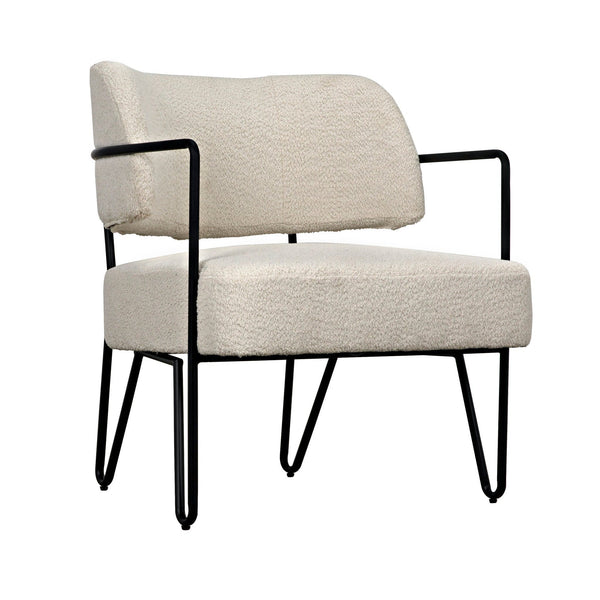 Odin Chair, Metal and Boucle Fabric-Accent Chairs-Noir-LOOMLAN