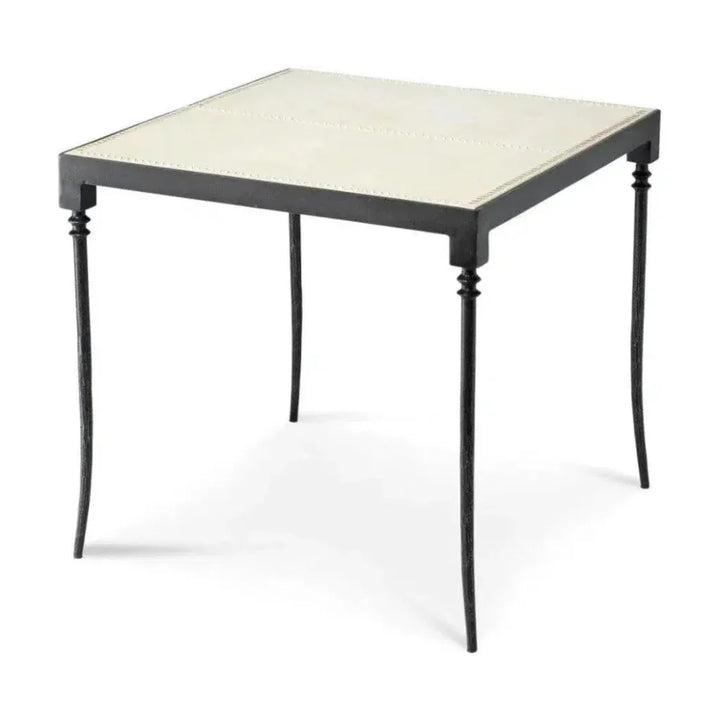 Off White Full Grain Leather Side Table Nevado - LOOMLAN - Jamie Young - Side Tables