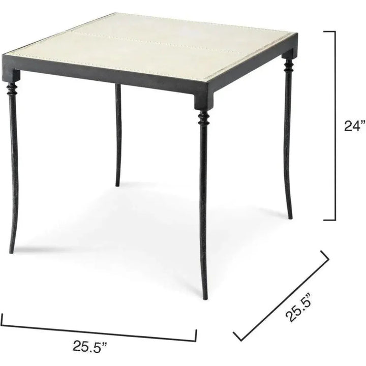 Off White Full Grain Leather Side Table Nevado - LOOMLAN - Jamie Young - Side Tables