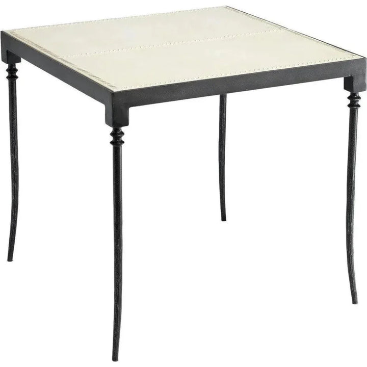 Off White Full Grain Leather Side Table Nevado - LOOMLAN - Jamie Young - Side Tables