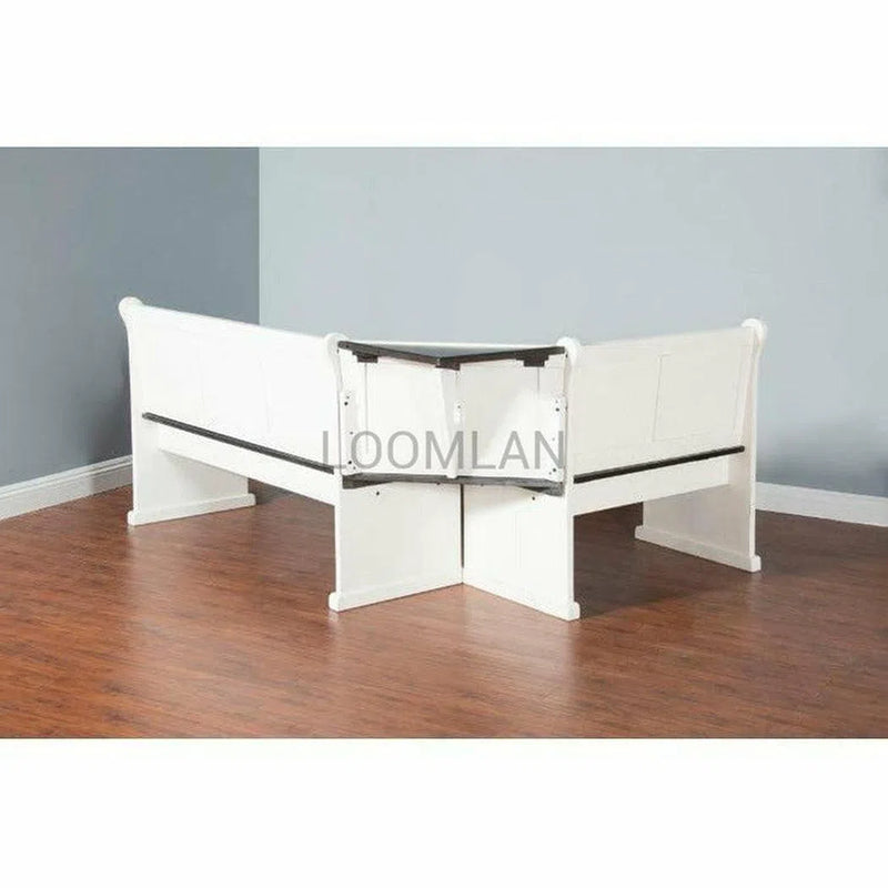 Off-White and Dark Brown Corner Breakfast Nook Dining Set Dining Table Sets LOOMLAN By Sunny D