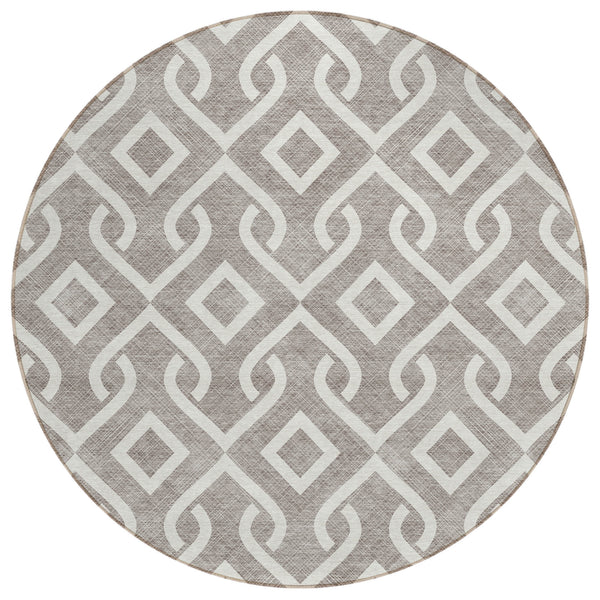 Offset Stripes Taupe Washable Indoor-Outdoor Rug