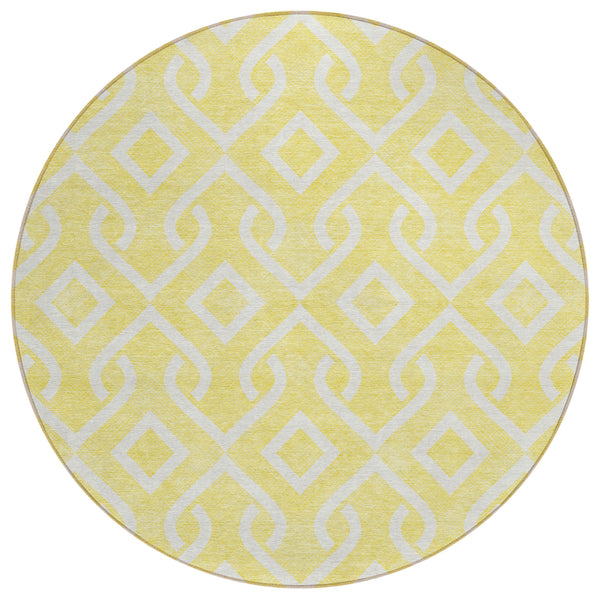 Offset Stripes Yellow Washable Indoor-Outdoor Rug