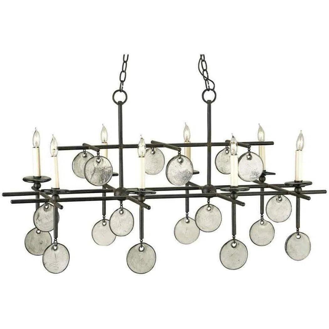 Old Iron Sethos Black Rectangular Chandelier