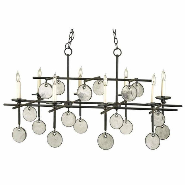 Old Iron Sethos Black Rectangular Chandelier Chandeliers LOOMLAN By Currey & Co