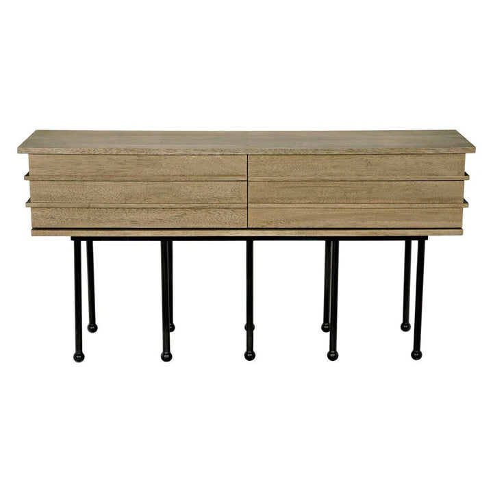 Oliver Steel Base Wooden Console Table - LOOMLAN - Noir - Console Tables