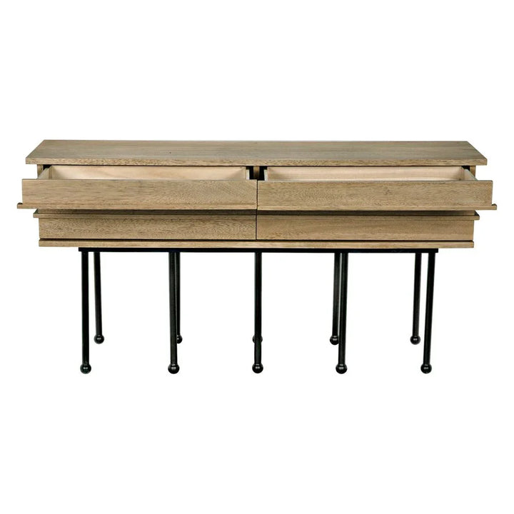 Oliver Steel Base Wooden Console Table - LOOMLAN - Noir - Console Tables