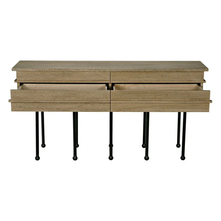 Oliver Steel Base Wooden Console Table - LOOMLAN - Noir - Console Tables