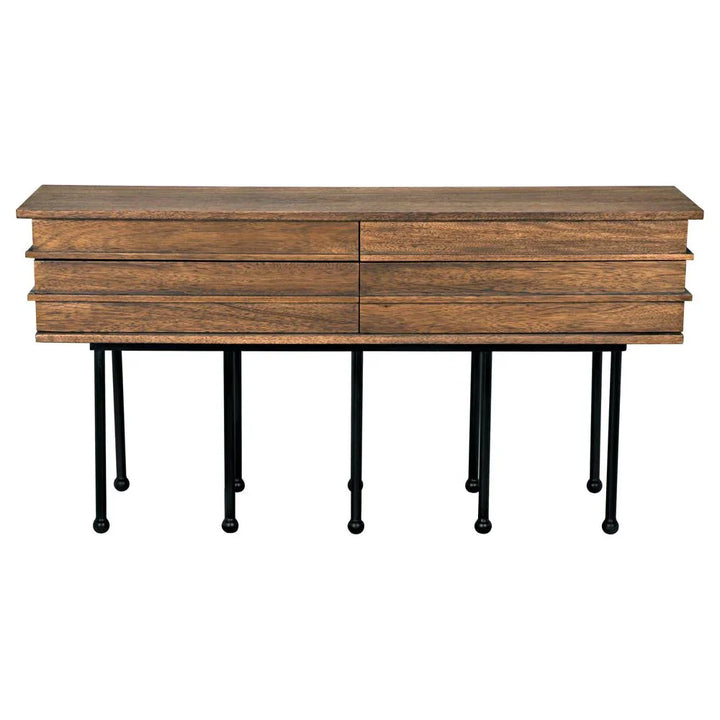 Oliver Steel Base Wooden Console Table - LOOMLAN - Noir - Console Tables