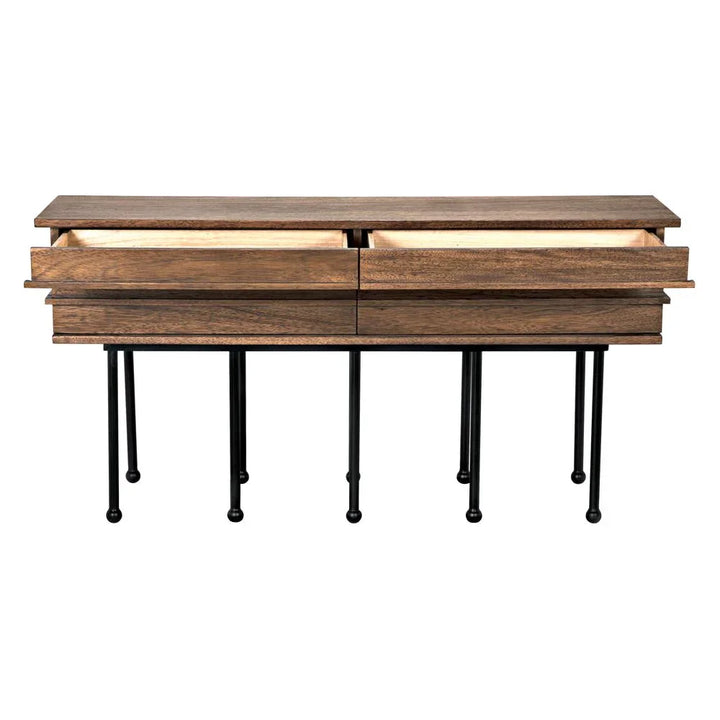 Oliver Steel Base Wooden Console Table - LOOMLAN - Noir - Console Tables