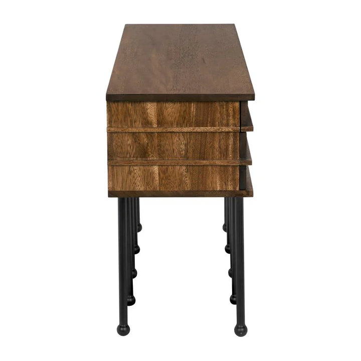 Oliver Steel Base Wooden Console Table - LOOMLAN - Noir - Console Tables