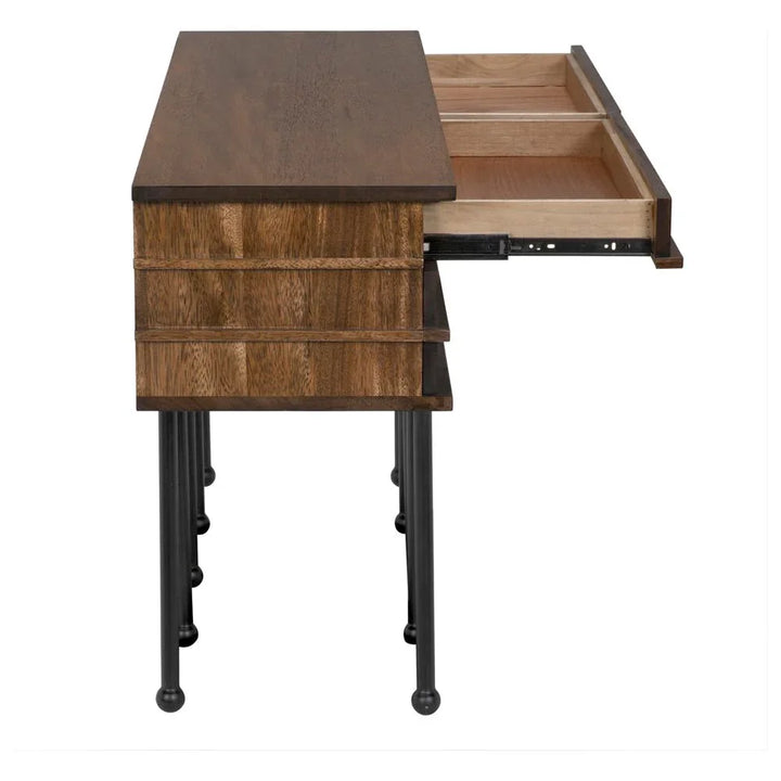 Oliver Steel Base Wooden Console Table - LOOMLAN - Noir - Console Tables