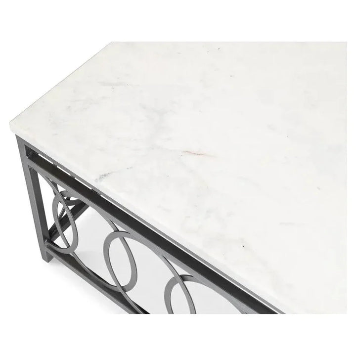 Olympia Square Coffee Table White Marble Top - LOOMLAN - Sarreid - Coffee Tables
