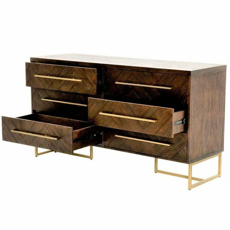 On Stand Mosaic 6-Drawer Double Dresser Rustic Java Dressers LOOMLAN By Essentials For Living