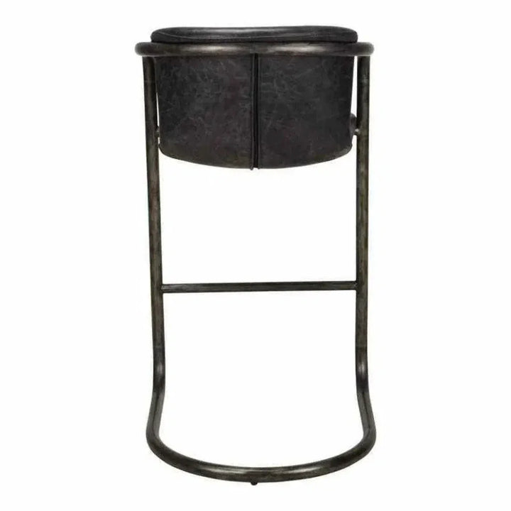 Onyx Black Leather Barstool - LOOMLAN - Moe's Home - Bar Stools