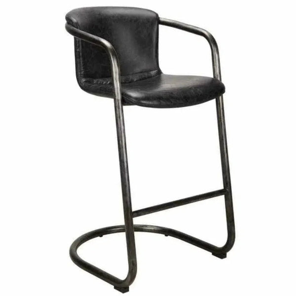 Onyx Black Leather Barstool - LOOMLAN - Moe's Home - Bar Stools