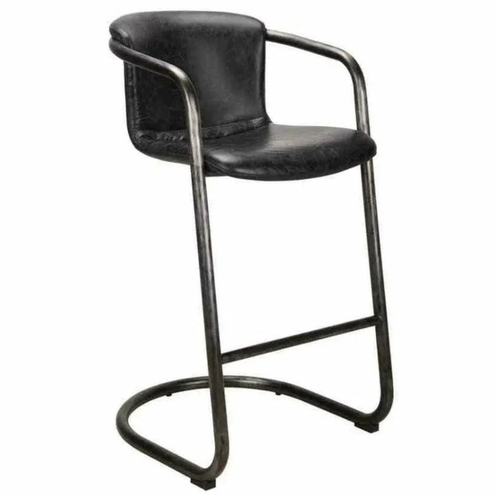 Onyx Black Leather Barstool - LOOMLAN - Moe's Home - Bar Stools