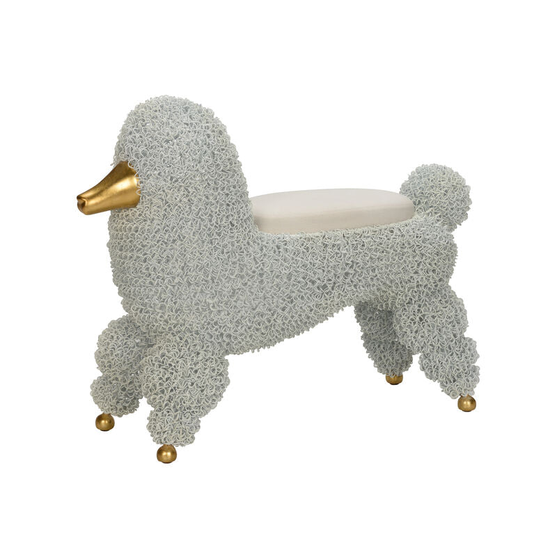 Ooh La La Poodle White Stool