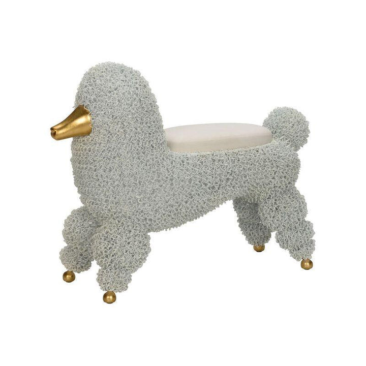 Ooh La La Poodle White Stool - LOOMLAN - Chelsea House - Poufs and Stools