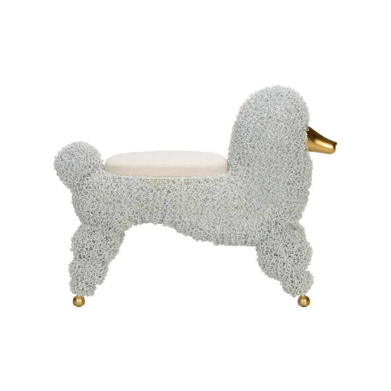 Ooh La La Poodle White Stool