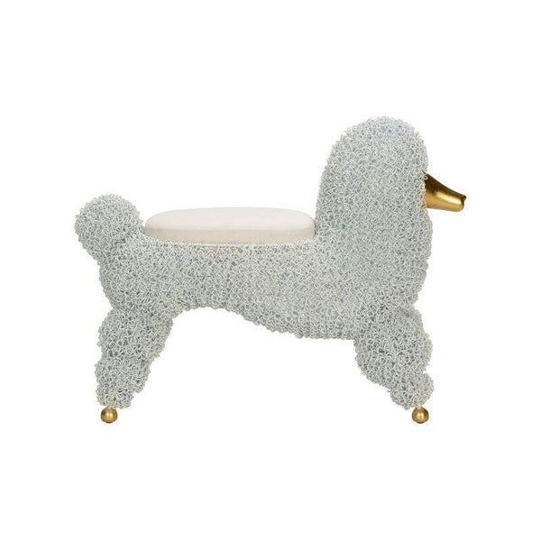 Ooh La La Poodle White Stool - LOOMLAN - Chelsea House - Poufs and Stools