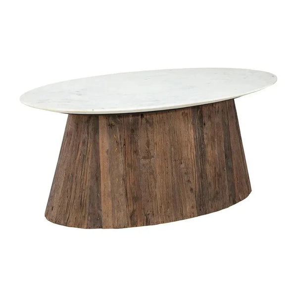 Opal White Marble Topped Oval Coffee Table - LOOMLAN - Coffee Tables