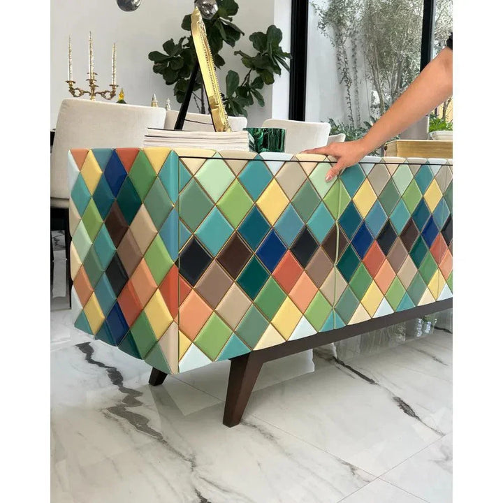 Opaque Rainbow Diamond Wood Credenza - LOOMLAN - Victor Betancourt - Sideboards
