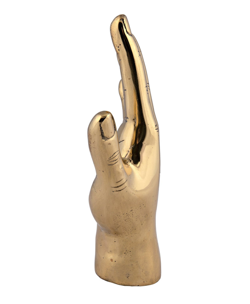 Open Hand Antique Brass Sculpture-Statues & Sculptures-Noir-LOOMLAN