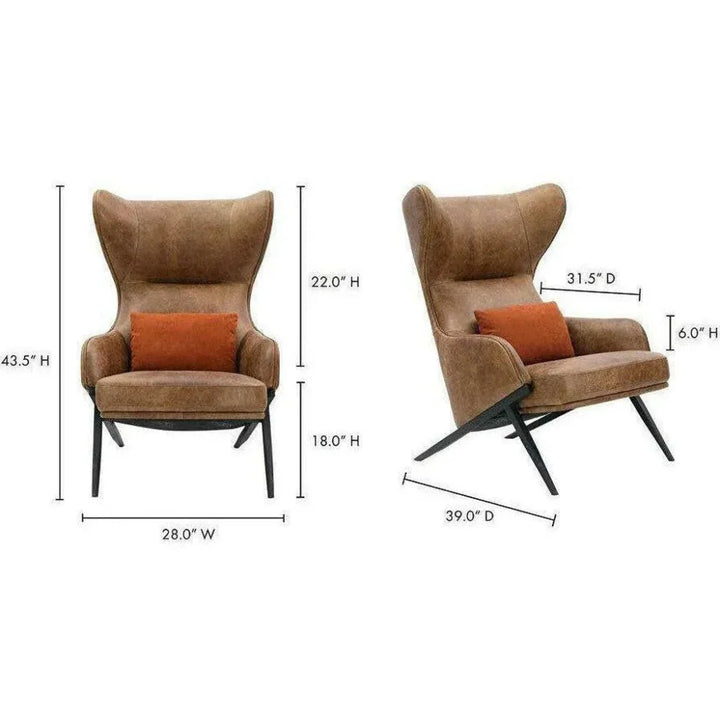 Open Road Brown Leather Lounge Chair - LOOMLAN - Moe's Home - Accent Chairs