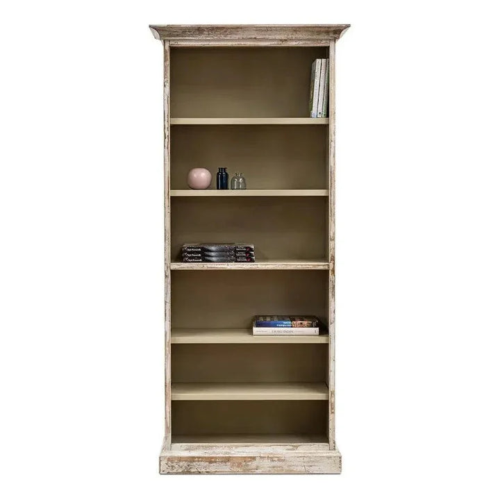 Open Shelf Bookcase Disrupted White - LOOMLAN - Sarreid - Bookcases