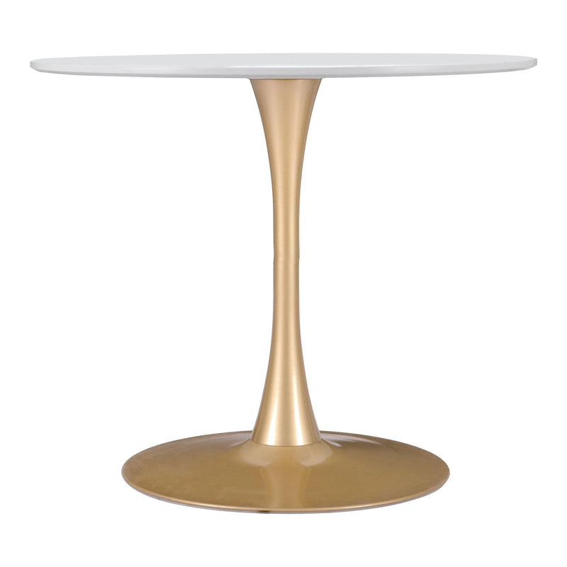 Opus Dining Table White & Gold Dining Tables LOOMLAN By Zuo Modern
