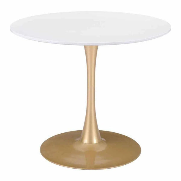 Opus Dining Table White & Gold Dining Tables LOOMLAN By Zuo Modern