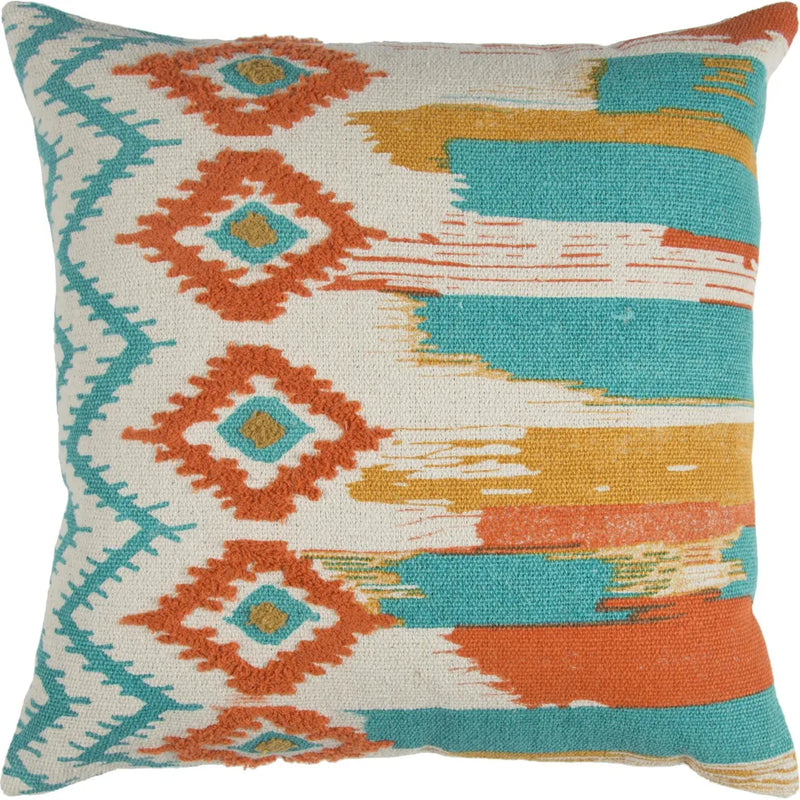 Orange Ira Brushstroke Boho Throw Pillow Down Insert-Throw Pillows-LOOMLAN-LOOMLAN