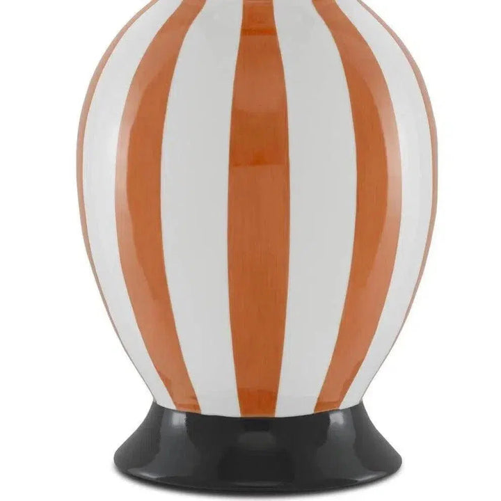 Orange White Gold Black De Luca Coral Stripe Large Vase - LOOMLAN - Currey & Co - Vases & Jars