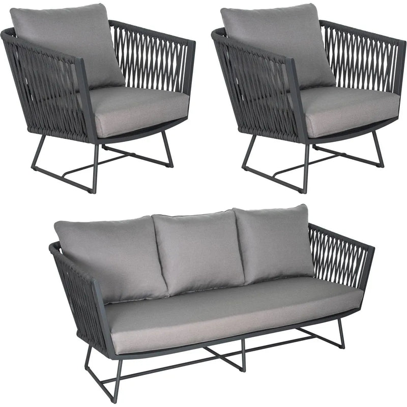 Orion 3 Piece Lounge Group - Dark Pebble Outdoor