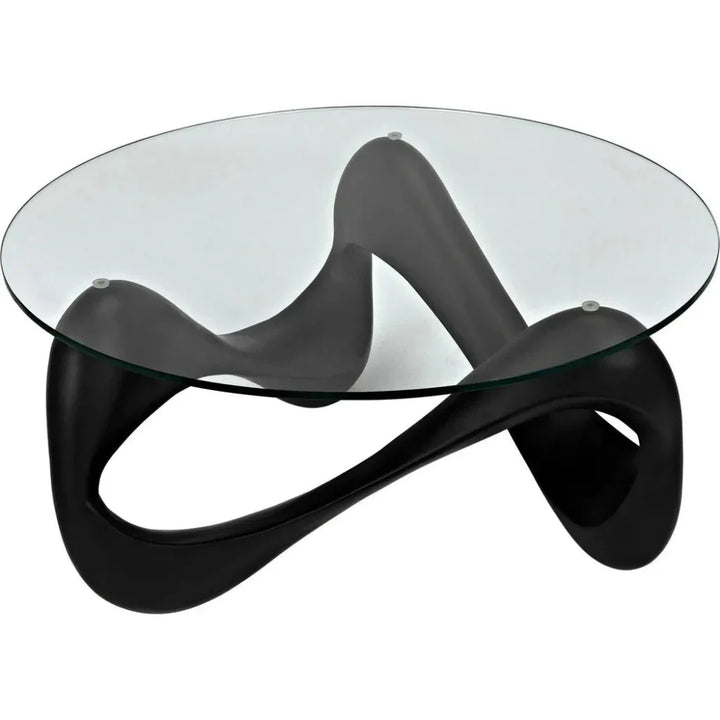 Orion Coffee Table, Black Resin Cement Glass - LOOMLAN - Noir - Coffee Tables