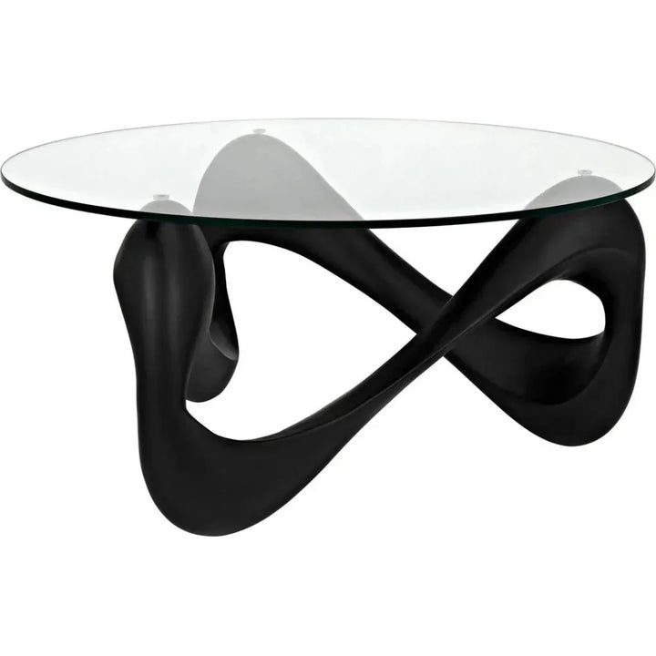 Orion Coffee Table, Black Resin Cement Glass - LOOMLAN - Noir - Coffee Tables