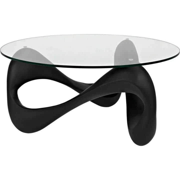 Orion Coffee Table, Black Resin Cement Glass - LOOMLAN - Noir - Coffee Tables