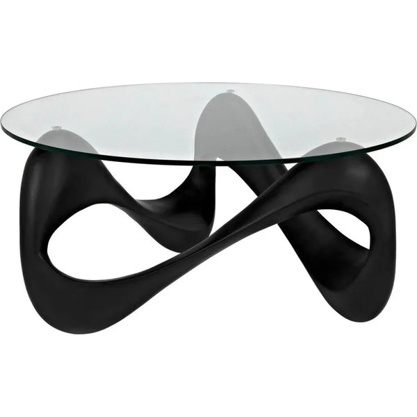 Orion Coffee Table, Black Resin Cement Glass - LOOMLAN - Noir - Coffee Tables