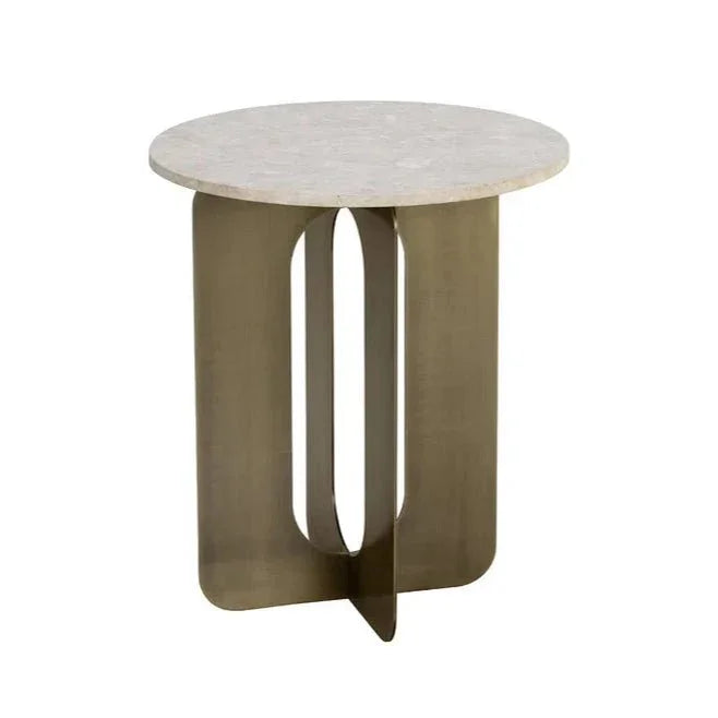 Orlo White Marble Topped Round End Table - LOOMLAN - SUNPAN - Side Tables