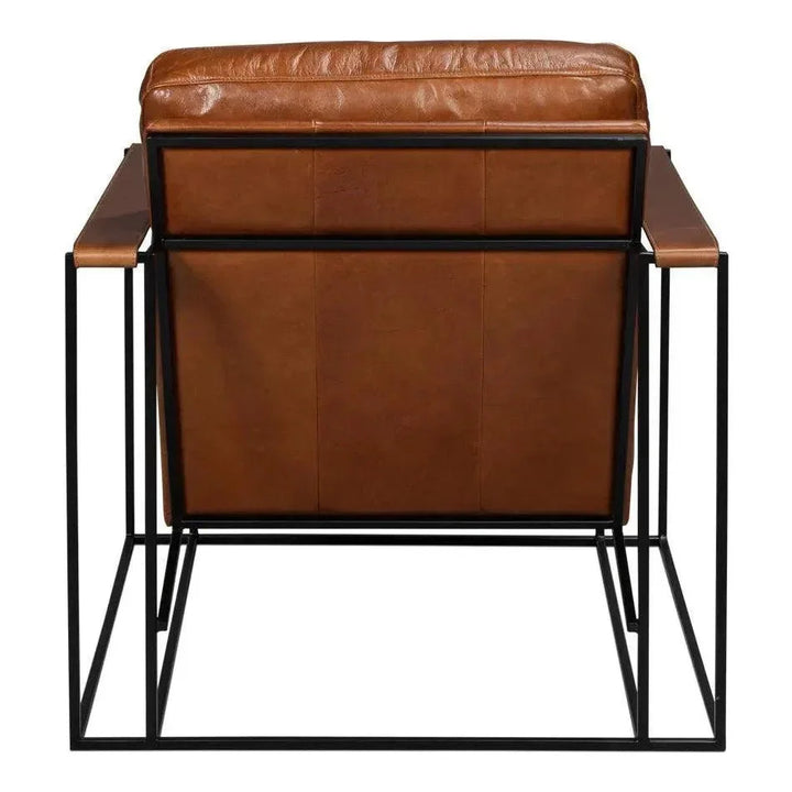 Oryan Leather and Iron Brown Armchair - LOOMLAN - Sarreid - Accent Chairs