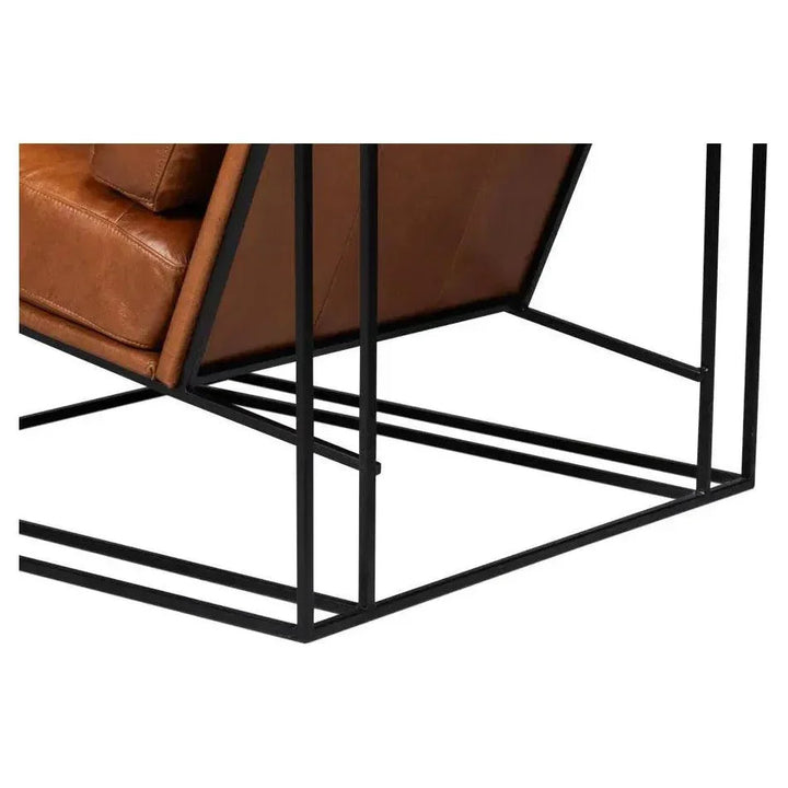 Oryan Leather and Iron Brown Armchair - LOOMLAN - Sarreid - Accent Chairs