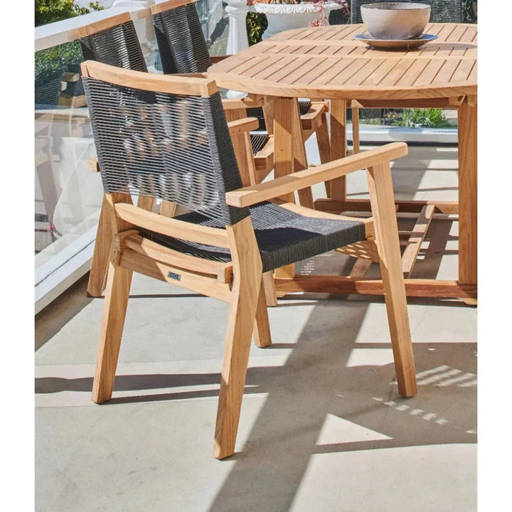 Oslo Teak Outdoor Stacking Armchair 2PC-Outdoor Dining Chairs-HiTeak-LOOMLAN